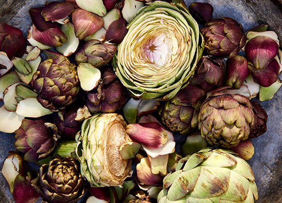 Assorted fresh artichokes from the farmers market