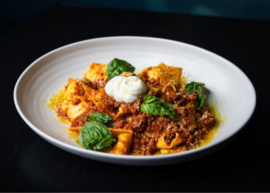 Pappardelle alla Bolognese with pappardelle pasta and bolognese