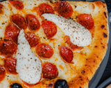Cacio e Pepperoni pizza