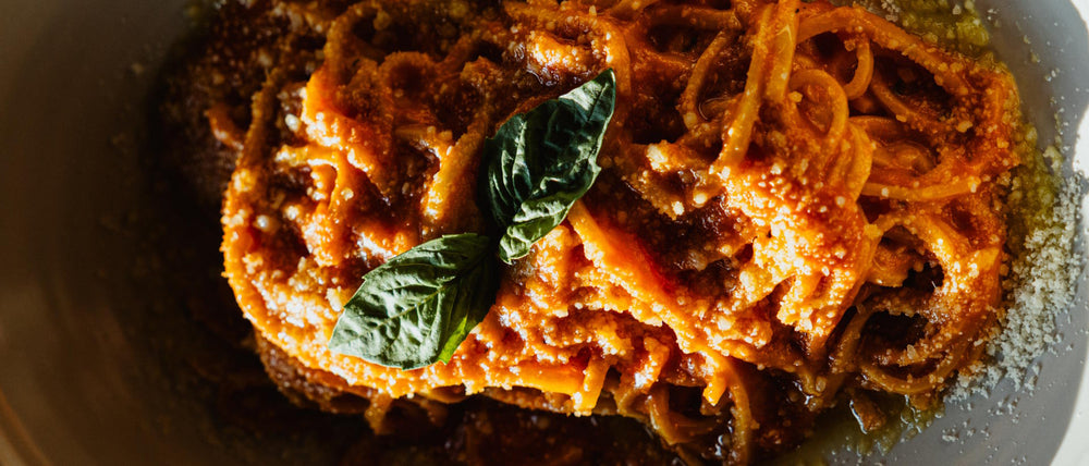 Spaghetti al Pomodoro pasta with san marzano, parmigiano and basil