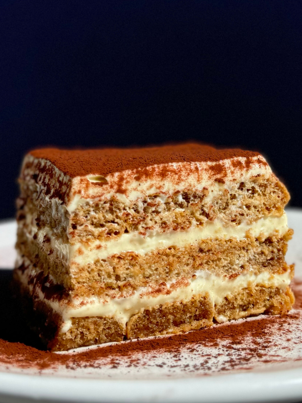 Tiramisu with ladyfingers, mascarpone cream, espresso and cocoa