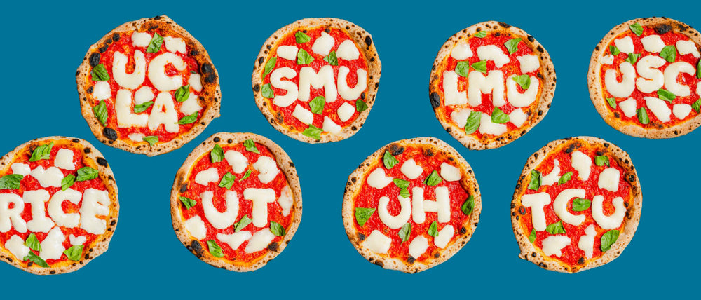 Graduation pizzas for UCLA, USC, SMU, LMU, TCU, UH, UT and Rice.